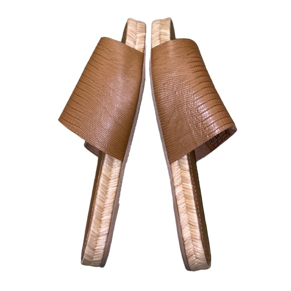 LN Kaanas Tan Embossed Leather Espadrille Slides Sandals - 7 - Picture 7 of 12